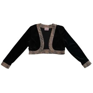 Black Cropped Jacket with Gold Trim